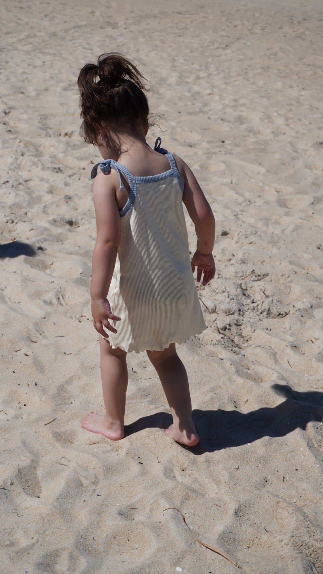 Mini Ribbed Dress - Cream/Blue