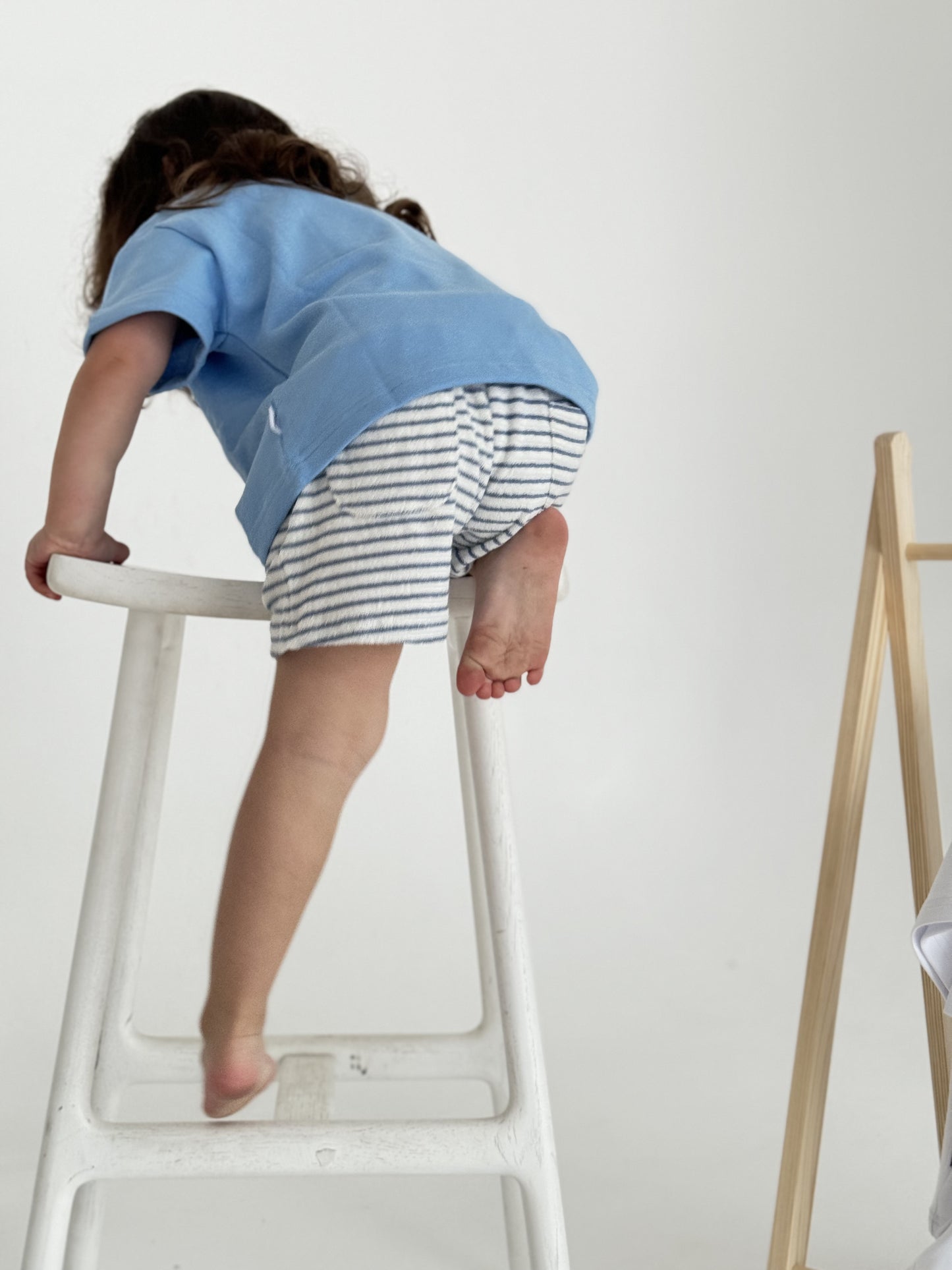 Terry Stripe Shorts - Blue