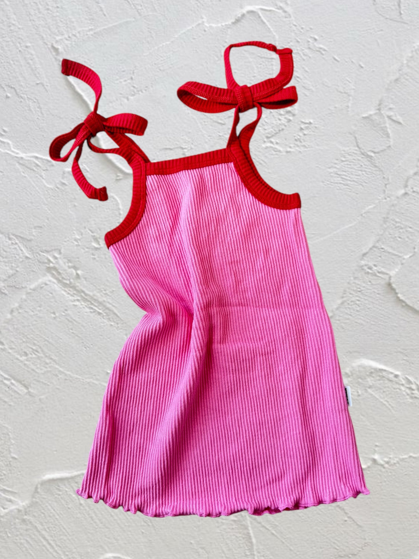 Mini Ribbed Dress - Red/Pink