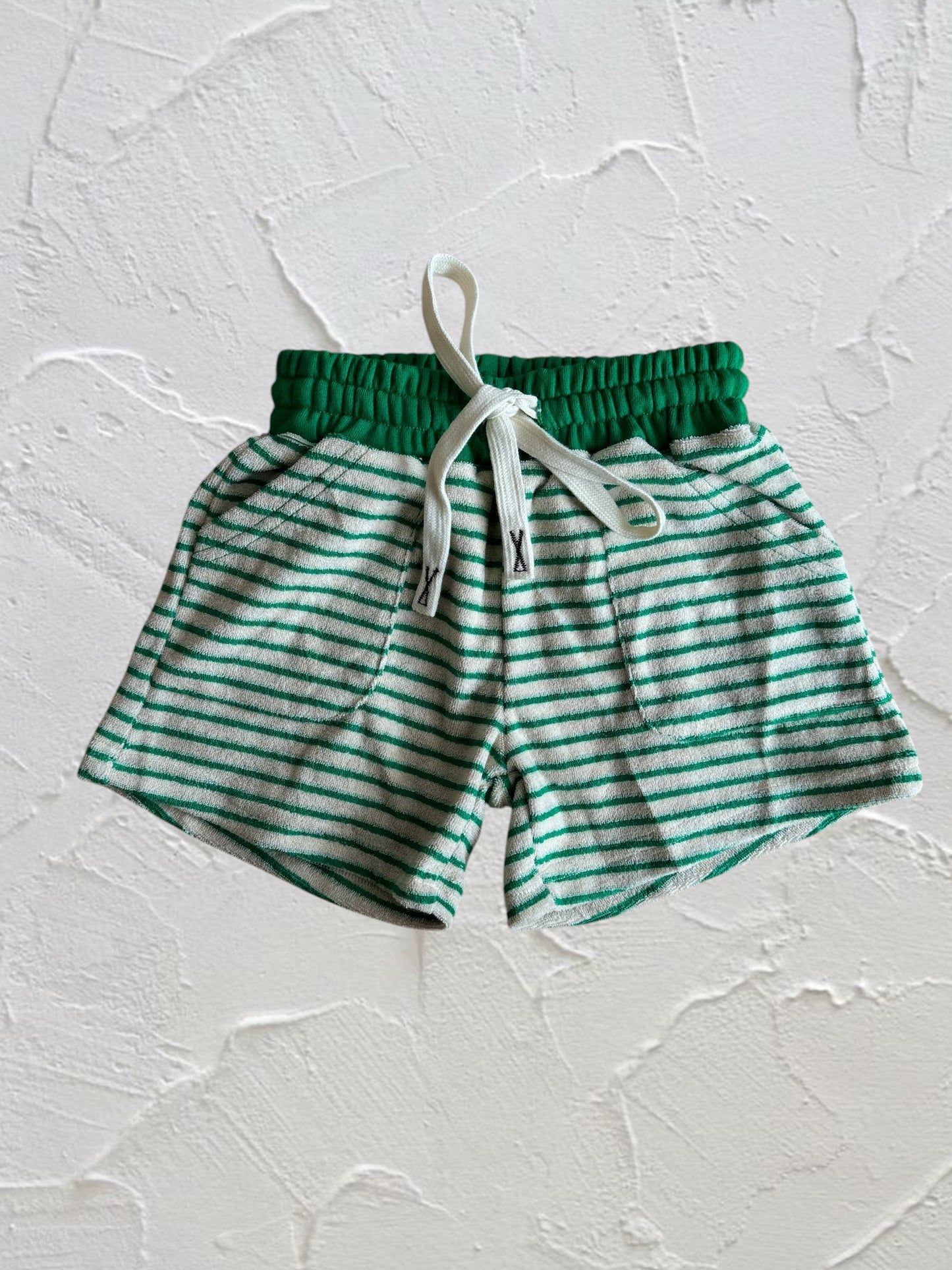 Terry Stripe Shorts - Green